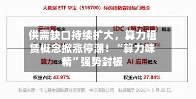 供需缺口持续扩大	，算力租赁概念掀涨停潮！“算力味精”强势封板-第2张图片