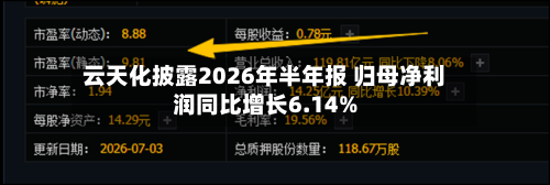 云天化披露2026年半年报 归母净利润同比增长6.14%-第1张图片
