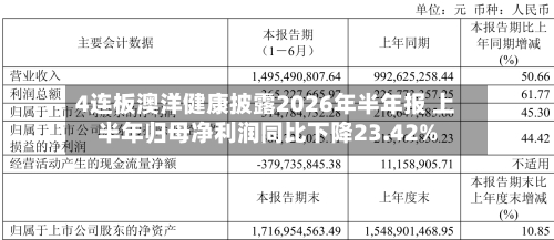 4连板澳洋健康披露2026年半年报 上半年归母净利润同比下降23.42%-第2张图片