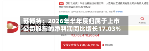 苏博特:2026年半年度归属于上市公司股东的净利润同比增长17.03%-第2张图片