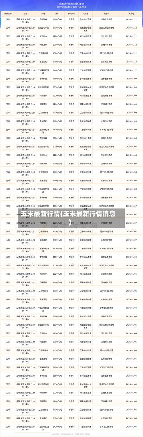 玉米最新行情(玉米最新行情消息)