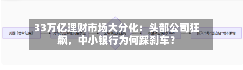 33万亿理财市场大分化：头部公司狂飙，中小银行为何踩刹车？-第3张图片
