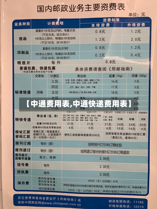 【中通费用表,中通快递费用表】-第2张图片