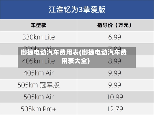御捷电动汽车费用表(御捷电动汽车费用表大全)