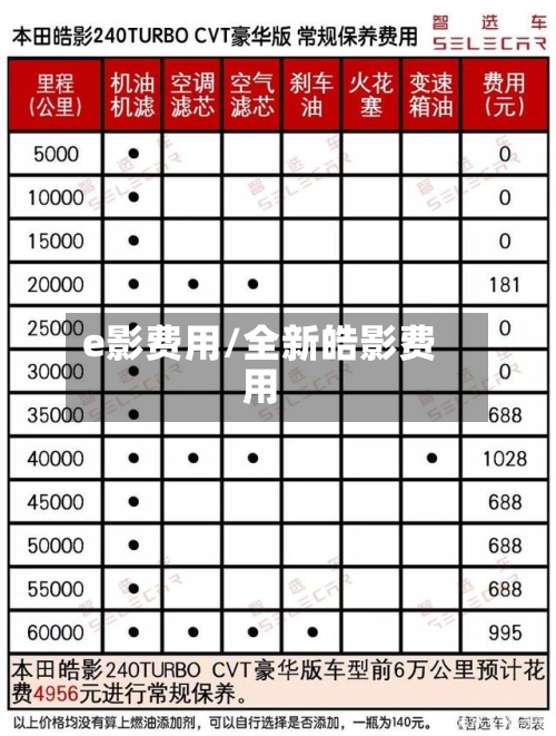 e影费用/全新皓影费用