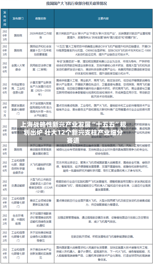 上海战略性新兴产业发展“十五五”规划出炉 壮大12个新兴支柱产业细分赛道