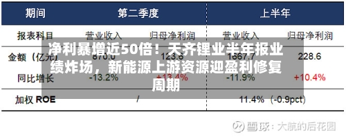 净利暴增近50倍！天齐锂业半年报业绩炸场，新能源上游资源迎盈利修复周期-第2张图片