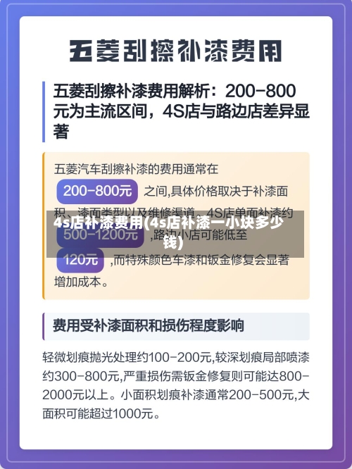 4s店补漆费用(4s店补漆一小块多少钱)