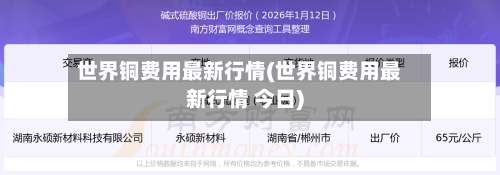 世界铜费用最新行情(世界铜费用最新行情 今日)