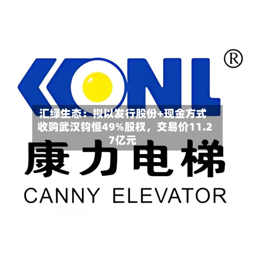 汇绿生态：拟以发行股份+现金方式收购武汉钧恒49%股权，交易价11.27亿元
