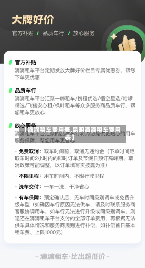 【滴滴租车费用表,昆明滴滴租车费用表】