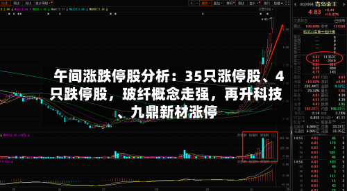 午间涨跌停股分析：35只涨停股	、4只跌停股	，玻纤概念走强，再升科技、九鼎新材涨停-第2张图片
