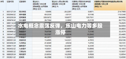 水电概念震荡反弹	，乐山电力等多股涨停-第2张图片