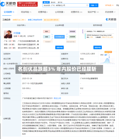 名创优品跌超3% 年内股价已经腰斩
