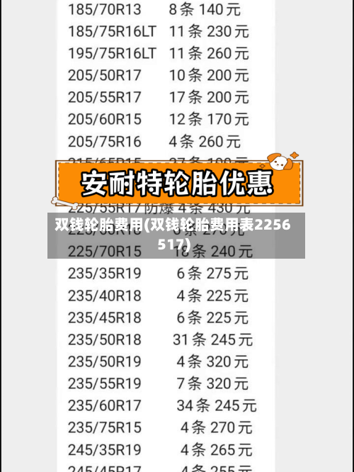 双钱轮胎费用(双钱轮胎费用表2256517)-第2张图片
