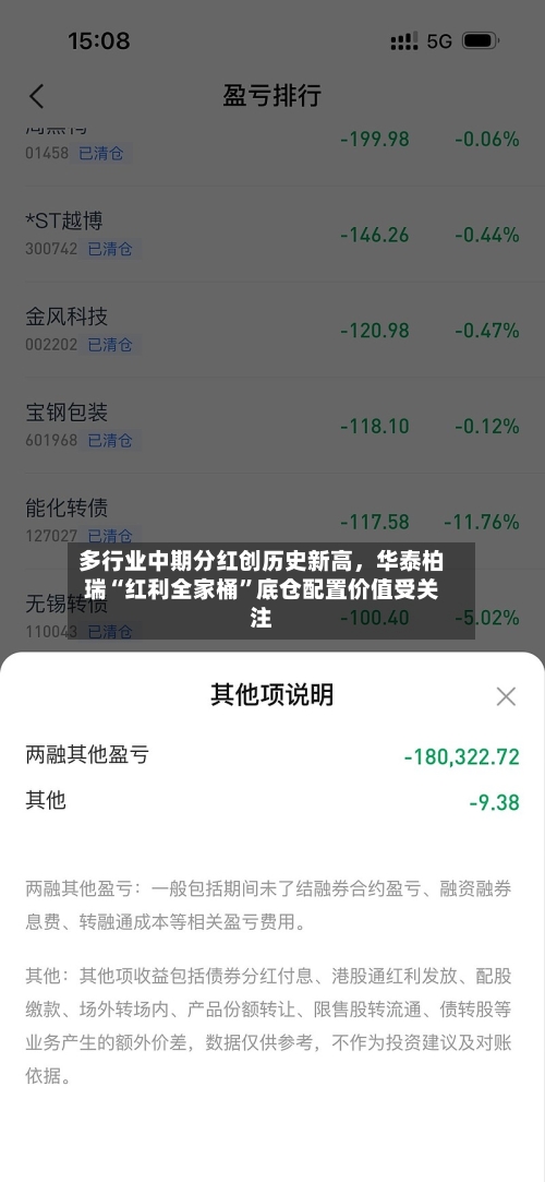 多行业中期分红创历史新高,华泰柏瑞“红利全家桶”底仓配置价值受关注