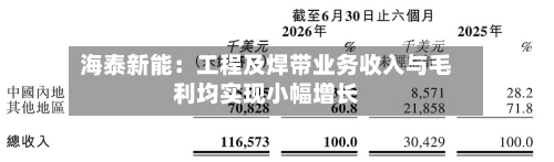 海泰新能:工程及焊带业务收入与毛利均实现小幅增长-第1张图片