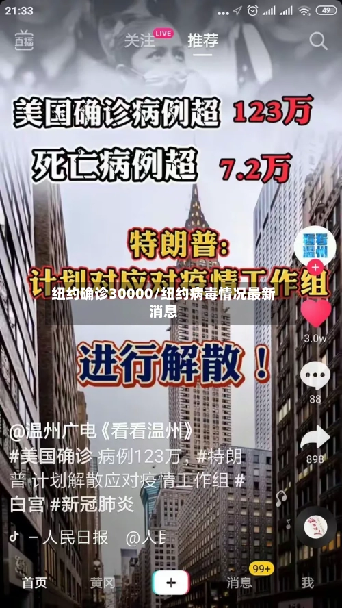 纽约确诊30000/纽约病毒情况最新消息