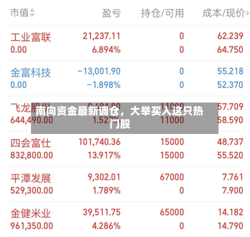 南向资金最新调仓，大举买入这只热门股