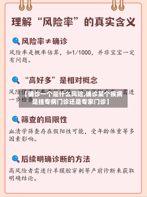 【确诊一个是什么风险,确诊某个疾病是挂专病门诊还是专家门诊】