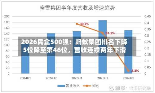 2026民企500强：蚂蚁集团排名下降5位降至第46位，营收连续两年下滑