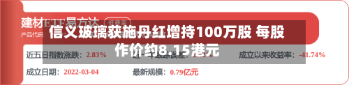信义玻璃获施丹红增持100万股 每股作价约8.15港元-第2张图片