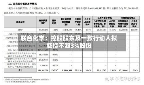 联合化学：控股股东及一致行动人拟减持不超3%股份-第3张图片