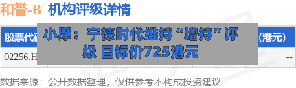 小摩：宁德时代维持“增持	”评级 目标价725港元-第3张图片