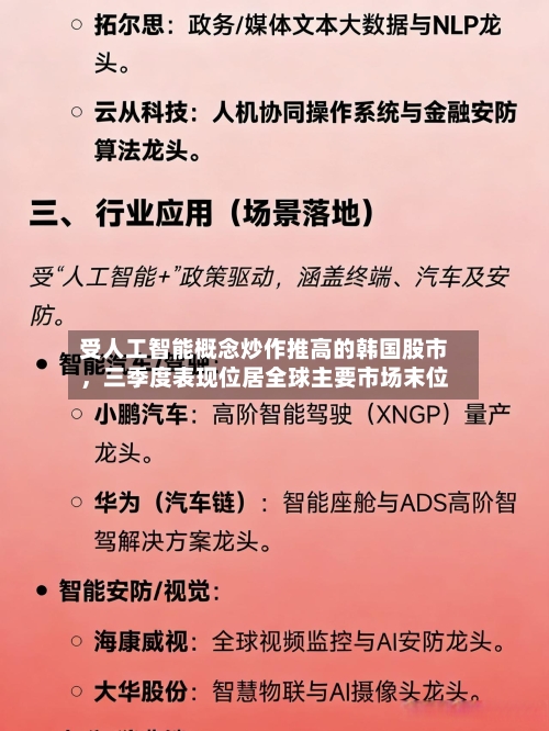 受人工智能概念炒作推高的韩国股市，三季度表现位居全球主要市场末位-第2张图片