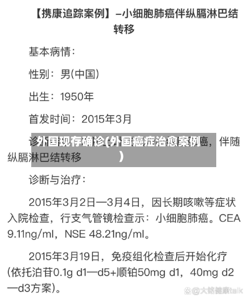 外国现存确诊(外国癌症治愈案例)-第2张图片